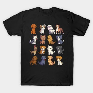 Many cute cartoon kawaii dogs T-Shirt